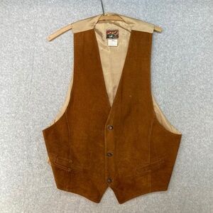 New Zealand Outback XL Brown Leather Vest Satin Back Vintage